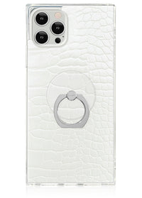 ["White", "Crocodile", "Faux", "Leather", "Phone", "Ring"]