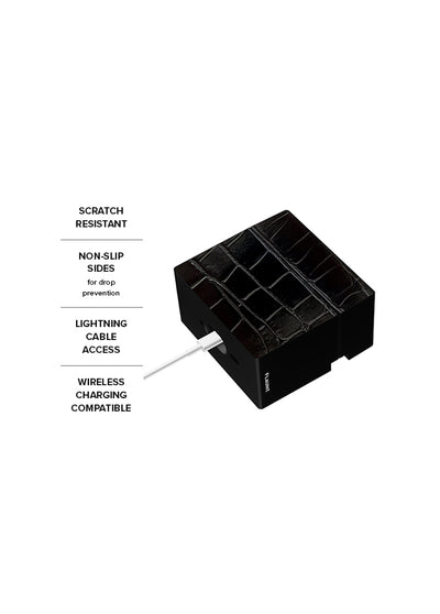 Black Crocodile SQUARE AirPods Case #AirPods 4th Gen