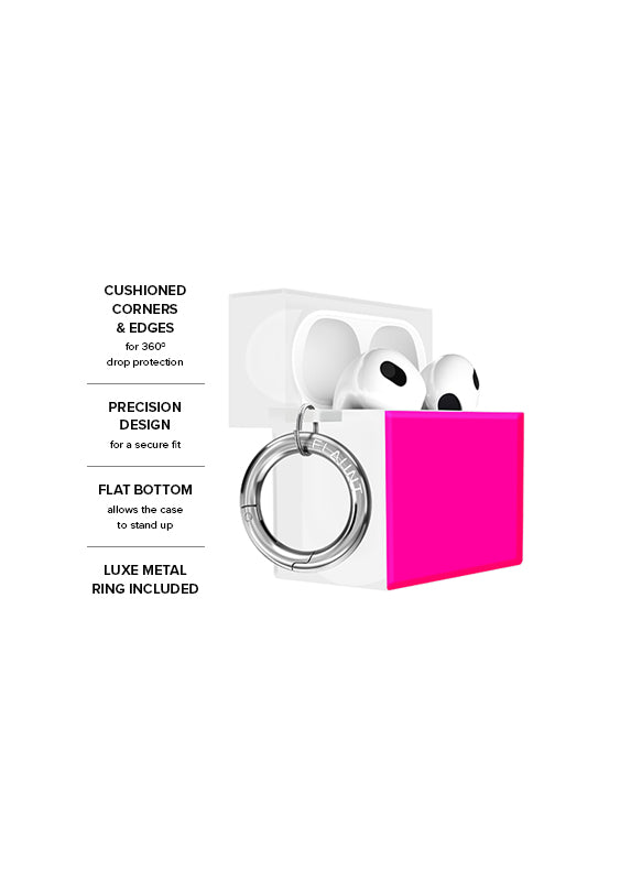 Neon Pink SQUARE AirPods Case | FLAUNT Neon Pink SQUARE AirPods Case | FLAUNT