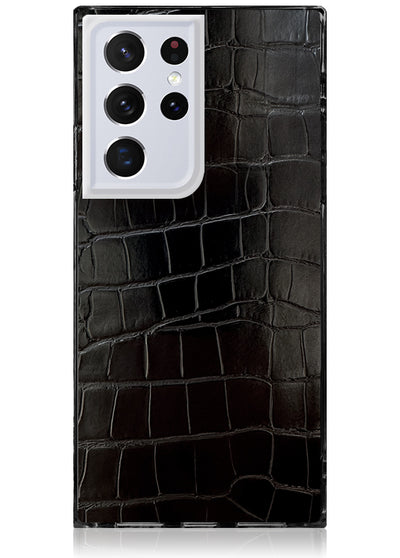 Black Crocodile Square Galaxy Case #Galaxy S22 Ultra