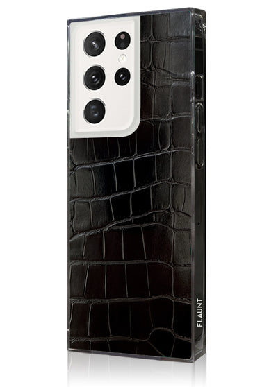 Black Crocodile Square Galaxy Case #Galaxy S23 Ultra