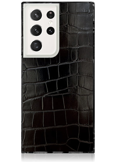 Black Crocodile Square Galaxy Case #Galaxy S23 Ultra