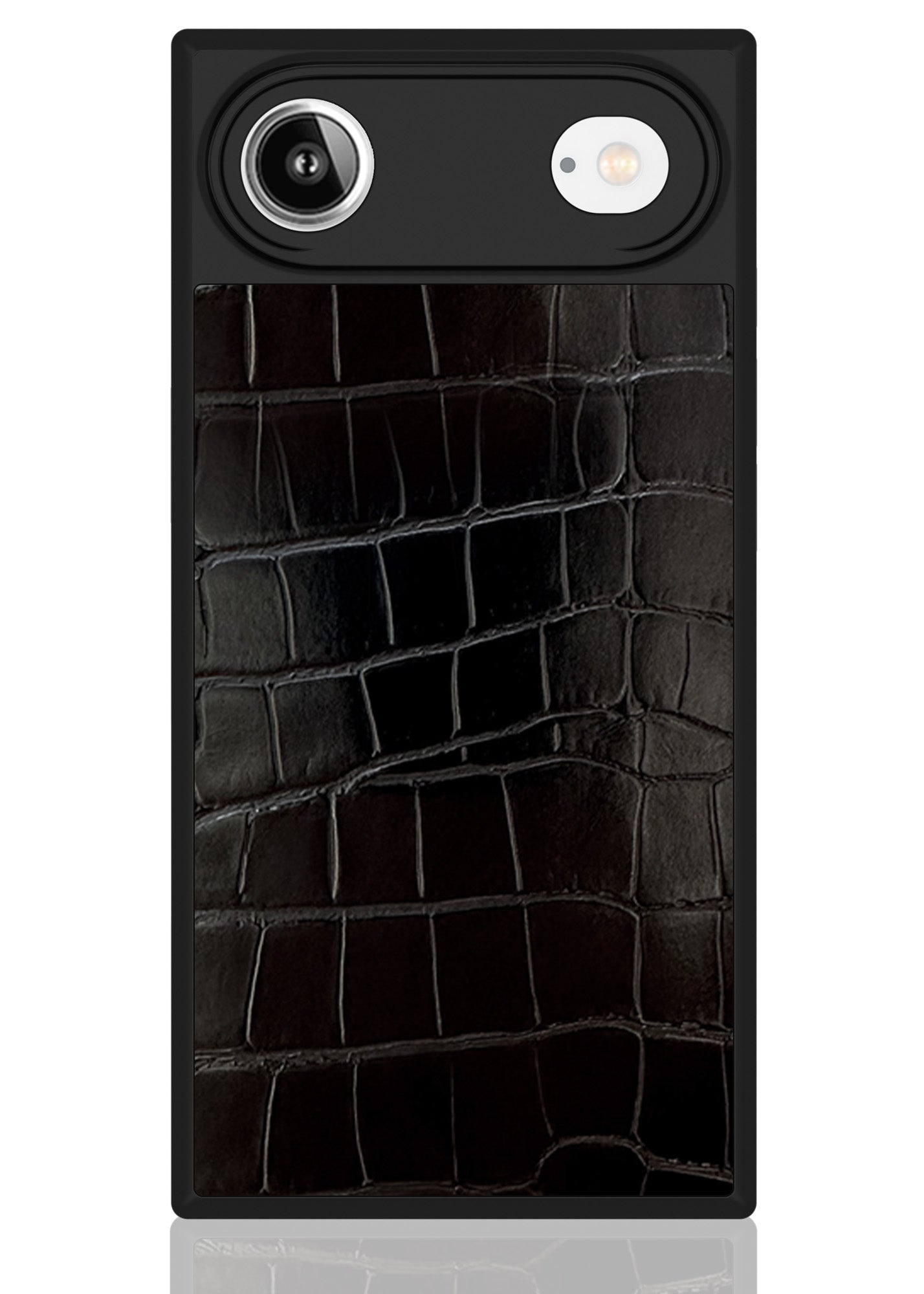 SQUARE® Black Crocodile Faux Leather iPhone Case