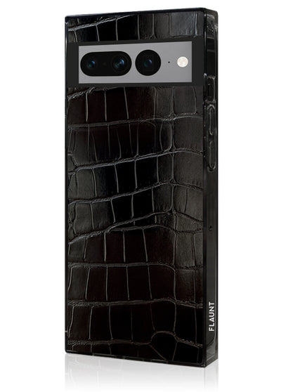 Black Crocodile SQUARE Google Pixel Case #Pixel 7 Pro