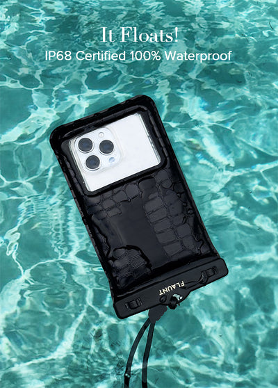 Black Crocodile Faux Leather Waterproof Phone Pouch