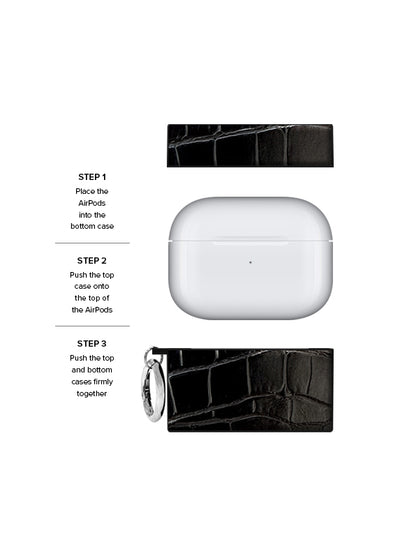 Black Crocodile SQUARE AirPods Case #AirPods Pro 1st and 2nd Gen