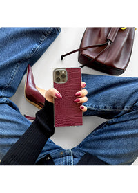 ["SQUARE®", "Burgundy", "Crocodile", "Faux", "Leather", "iPhone", "Case"]