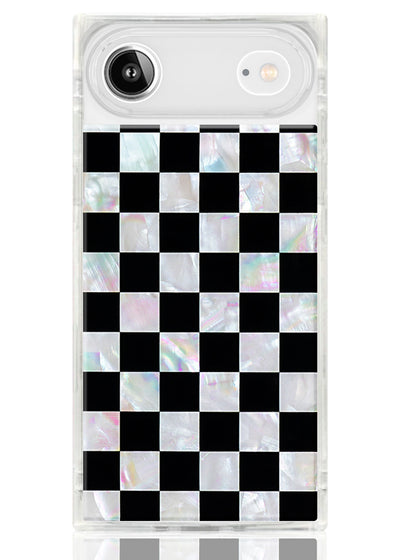 Checkered Mother of Pearl SQUARE iPhone Case #iPhone 17 Air + MagSafe