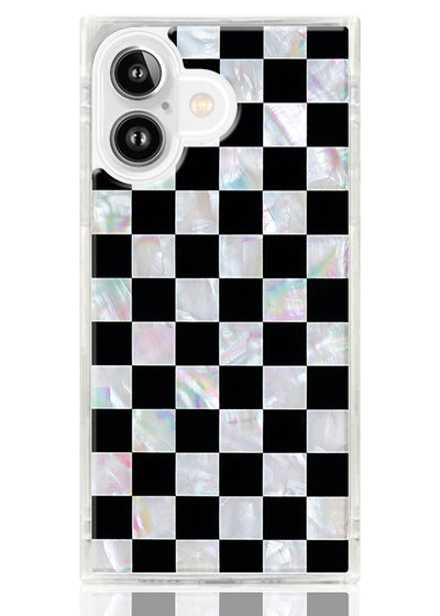 Checkered Mother of Pearl SQUARE iPhone Case #iPhone 17 + MagSafe