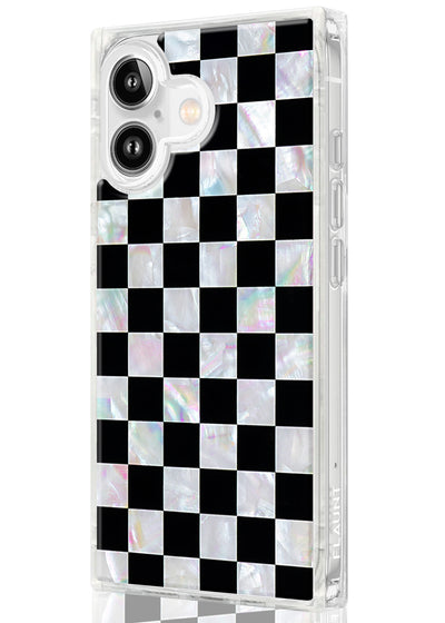 Checkered Mother of Pearl SQUARE iPhone Case #iPhone 17 + MagSafe