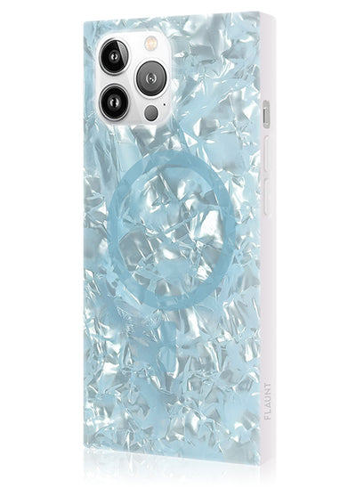 Icy Blue Pearl SQUARE iPhone Case #iPhone 15 Pro Max + MagSafe