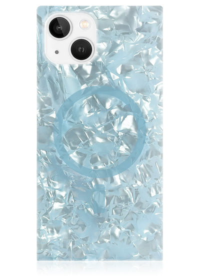 Icy Blue Pearl SQUARE iPhone Case #iPhone 14 Plus + MagSafe