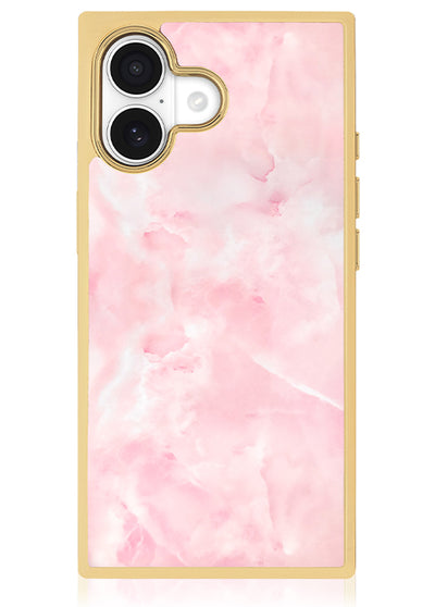 Gilded Faux Rose Quartz SQUARE iPhone Case #iPhone 17 + MagSafe