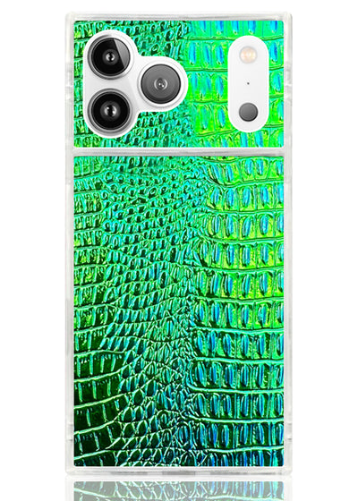 Green Crocodile Square iPhone Case #iPhone 17 Pro + MagSafe