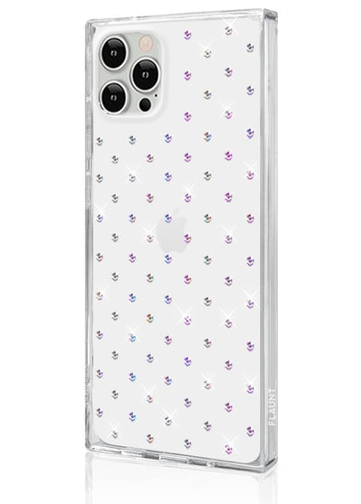 SQUARE Iridescent Crystal Rhinestone iPhone Case #iPhone 12 Pro Max