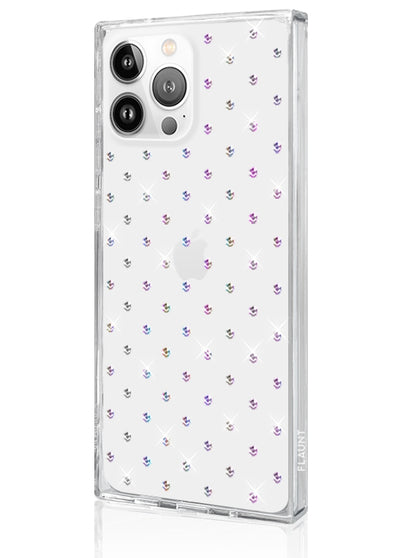 SQUARE Iridescent Crystal Rhinestone iPhone Case #iPhone 13 Pro