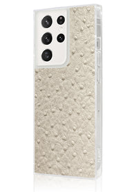 ["Ivory", "Ostrich", "Faux", "Leather", "Square", "Galaxy", "Case", "#Galaxy", "S23", "Ultra"]