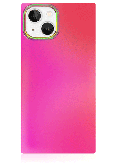 Pink Iridescent Satin Square iPhone Case #iPhone 15 Plus