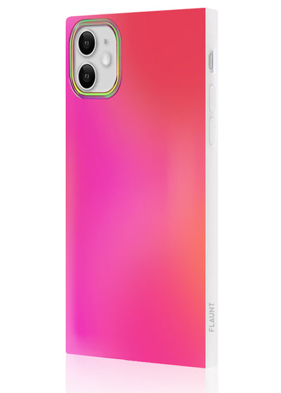 Pink Iridescent Satin Square iPhone Case #iPhone 11