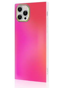 Pink Iridescent Satin Square iPhone Case #iPhone 12 Pro Max