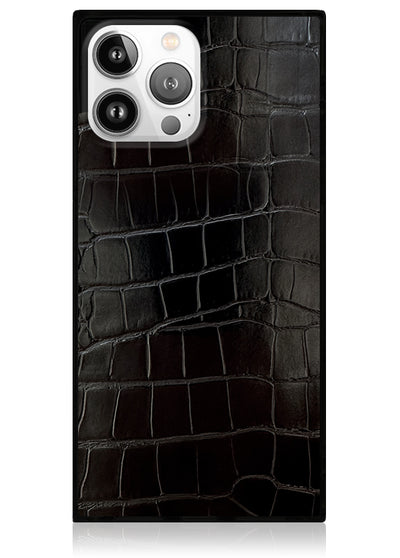 Black Crocodile Square iPhone Case #iPhone 13 Pro + MagSafe
