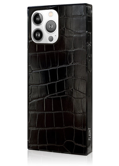 Black Crocodile Square iPhone Case #iPhone 16 Pro