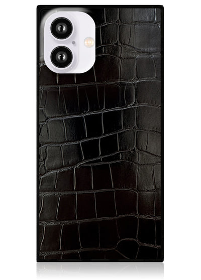 Black Crocodile Square iPhone Case #iPhone 16 Plus