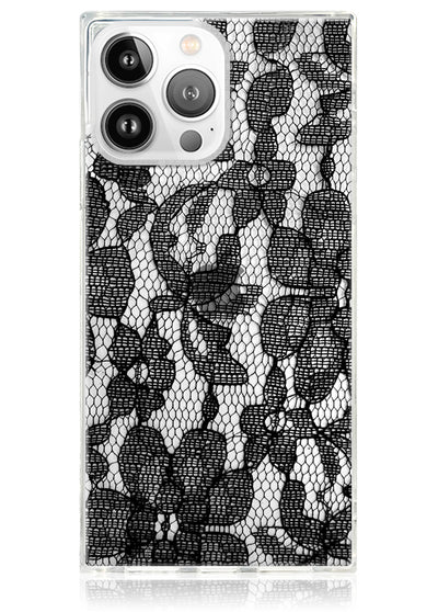 Black Lace Square iPhone Case #iPhone 14 Pro Max