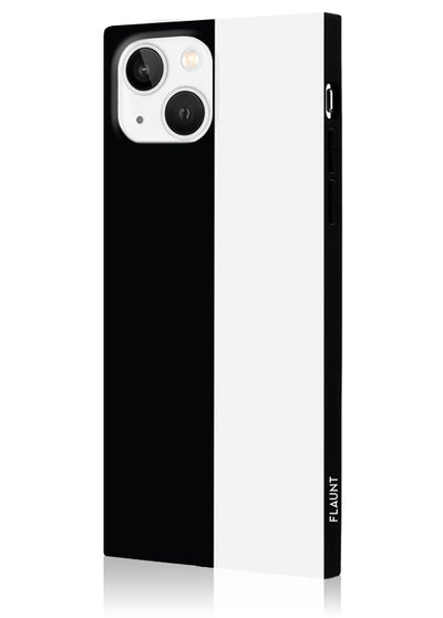 Black and White Colorblock Square iPhone Case #iPhone 15 Plus
