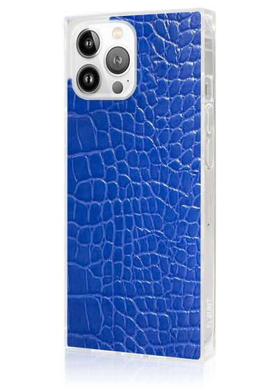 Blue Crocodile Square iPhone Case #iPhone 13 Pro Max + MagSafe