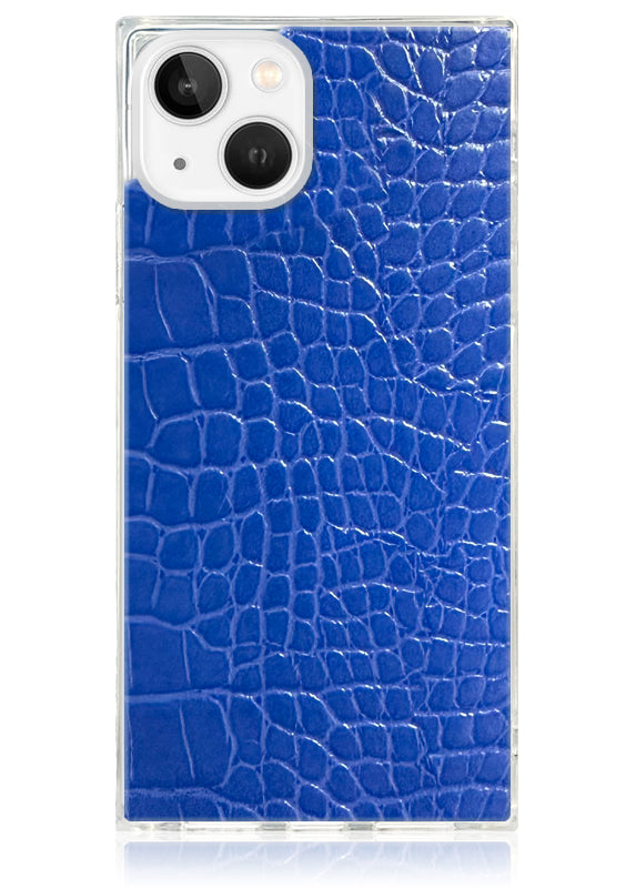 SQUARE® Blue Crocodile Faux Leather iPhone Case