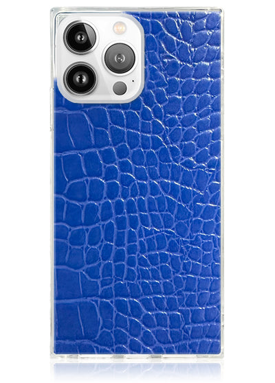 Blue Crocodile Square iPhone Case #iPhone 14 Pro + MagSafe
