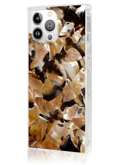 Brown Abalone Shell Square iPhone Case #iPhone 13 Pro Max + MagSafe