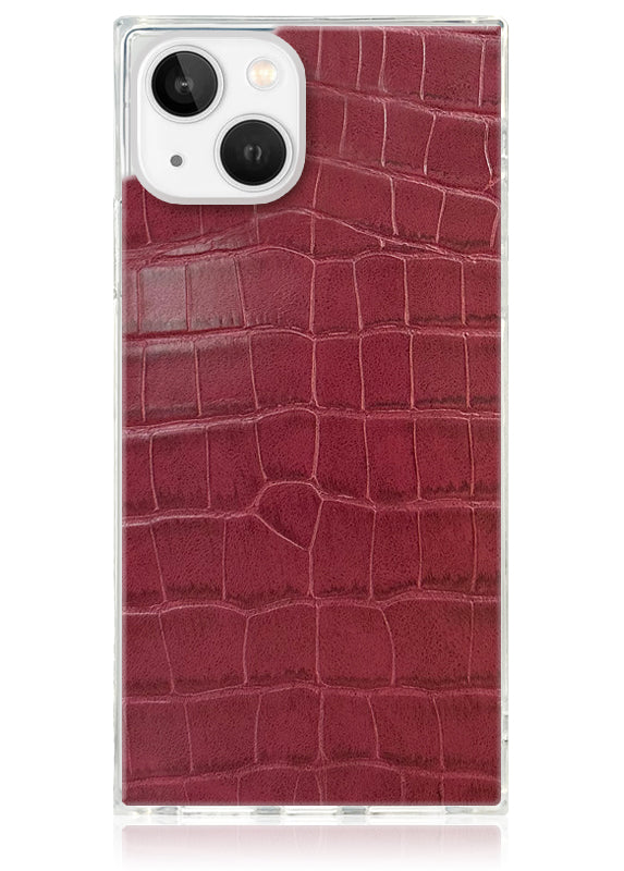 SQUARE® Burgundy Crocodile Faux Leather iPhone Case