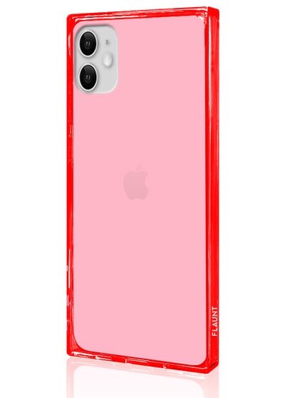 Clear Neon Pink Square iPhone Case #iPhone 11