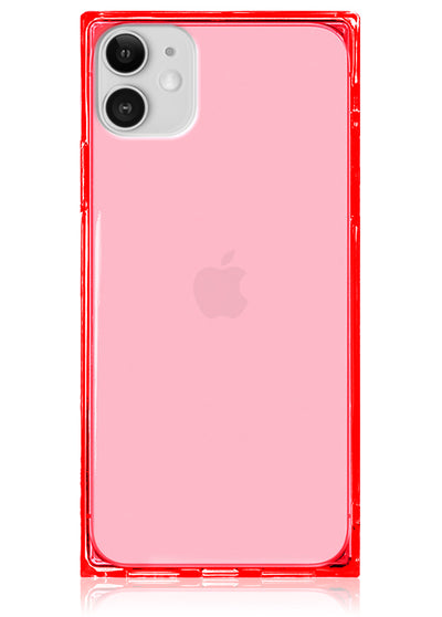 Clear Neon Pink Square iPhone Case #iPhone 11