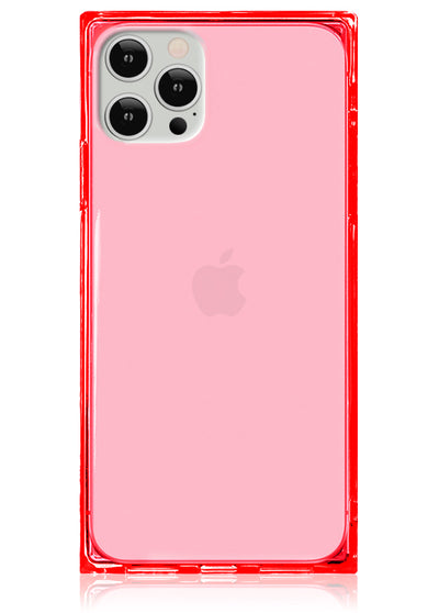 Clear Neon Pink Square iPhone Case #iPhone 12 Pro Max