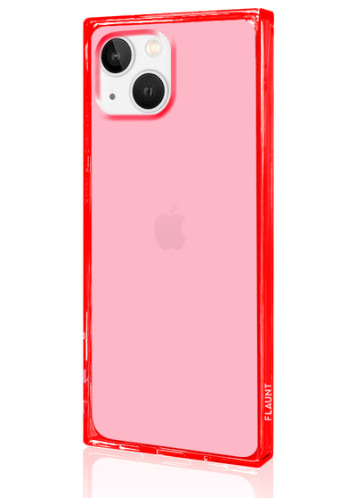 Clear Neon Pink Square iPhone Case #iPhone 13