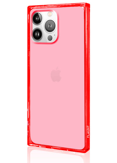 Clear Neon Pink Square iPhone Case #iPhone 14 Pro