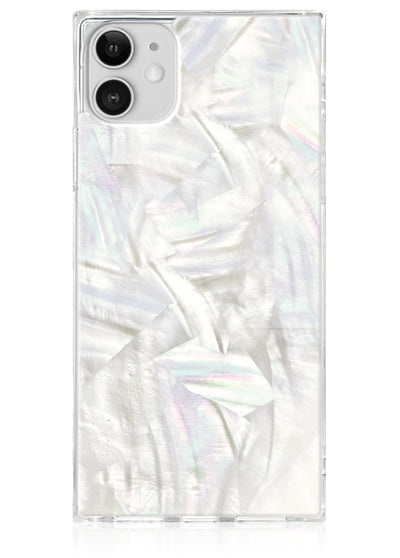 Geo White Mother of Pearl SQUARE iPhone Case #iPhone 11