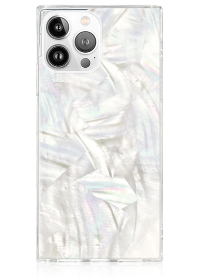 Geo White Mother of Pearl SQUARE iPhone Case #iPhone 13 Pro