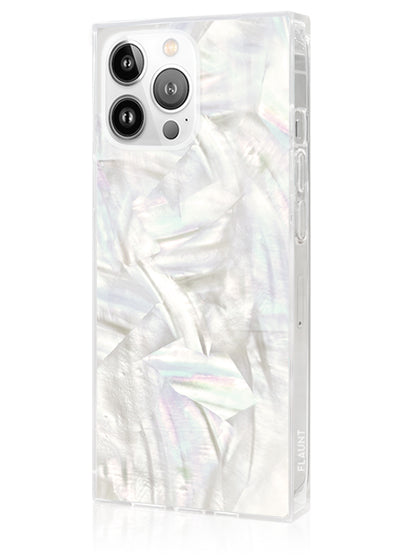 Geo White Mother of Pearl SQUARE iPhone Case #iPhone 14 Pro