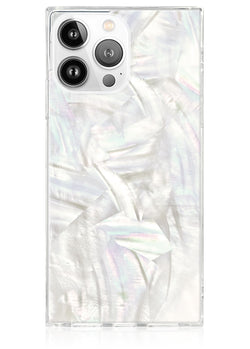 Geo White Mother of Pearl SQUARE iPhone Case #iPhone 16 Pro