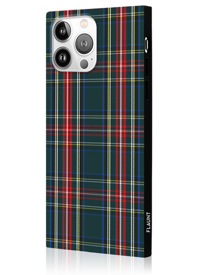 Green Plaid Square iPhone Case #iPhone 15 Pro + MagSafe