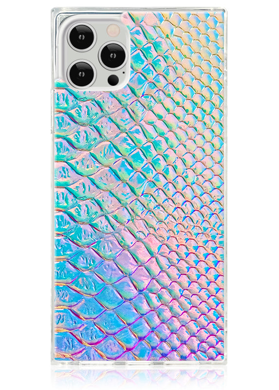 Funda para iPhone SQUARE® de piel sintética con efecto cocodrilo iridiscente