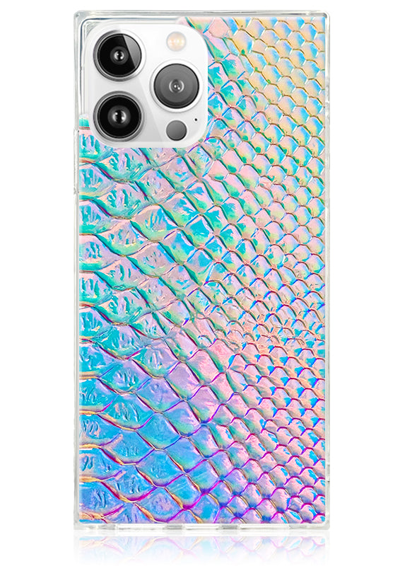 Funda para iPhone SQUARE® de piel sintética con efecto cocodrilo iridiscente