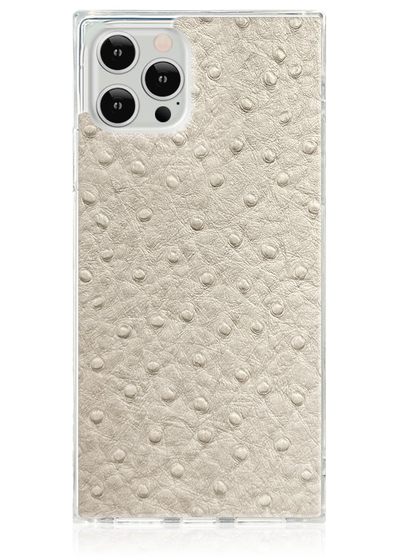Funda para iPhone SQUARE® de piel sintética de avestruz color marfil
