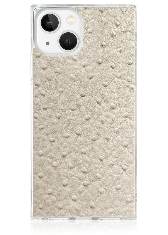 Funda para iPhone SQUARE® de piel sintética de avestruz color marfil