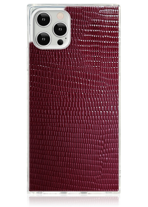 SQUARE® Burgundy Lizard Faux Leather iPhone Case