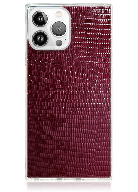 SQUARE® Burgundy Lizard Faux Leather iPhone Case